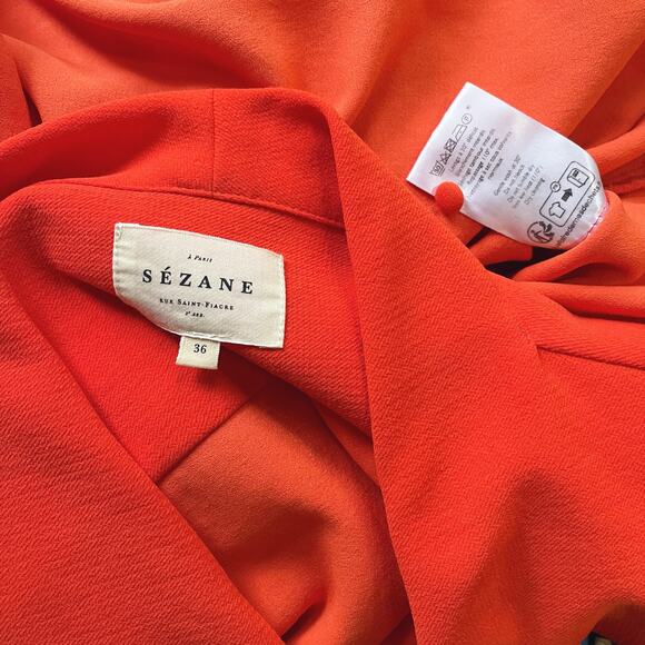 Sezane Abelia Blouse Top - Orange Red - 36 - Picture 9 of 10